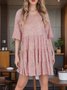 Damen Unifarben Halbarm Sommer Nahtverarbeitung Kleid Rundhals Täglich Retro Mini Tanktop A-Linien-Kleid