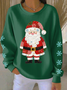 Damen Weihnachtsmann Rundhals Print Lässig Frühling/Herbst Langarm Sweatshirt