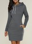 Damen Unifarben Langarm Frühling/Herbst Nahtverarbeitung Kleid Kapuze Täglich Retro Mini Tanktop A-Linien-Kleid