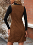 Damen Unifarben Ärmellos Sommer Nahtverarbeitung Kleid Rundhals Täglich Retro Mini Tanktop A-Linien-Kleid