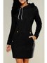 Damen Unifarben Langarm Frühling/Herbst Nahtverarbeitung Kleid Kapuze Täglich Retro Mini Tanktop A-Linien-Kleid