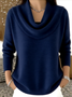 Damen Unifarben Frühling/Herbst Lässig Langarm Rundhals Baumwolle Pullover