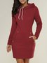 Damen Unifarben Langarm Frühling/Herbst Nahtverarbeitung Kleid Kapuze Täglich Retro Mini Tanktop A-Linien-Kleid