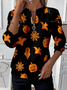 Damen Halloween Rundhals Print Lässig Frühling/Herbst Langarm Sweatshirt