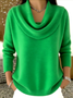 Damen Unifarben Frühling/Herbst Lässig Langarm Rundhals Baumwolle Pullover