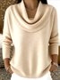 Damen Unifarben Frühling/Herbst Lässig Langarm Rundhals Baumwolle Pullover