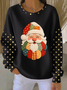 Damen Weihnachtsmann Rundhals Print Lässig Frühling/Herbst Langarm Sweatshirt