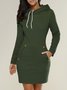 Damen Unifarben Langarm Frühling/Herbst Nahtverarbeitung Kleid Kapuze Täglich Retro Mini Tanktop A-Linien-Kleid