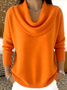 Damen Unifarben Frühling/Herbst Lässig Langarm Rundhals Baumwolle Pullover