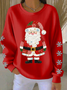 Damen Weihnachtsmann Rundhals Print Lässig Frühling/Herbst Langarm Sweatshirt
