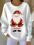 Damen Weihnachtsmann Rundhals Print Lässig Frühling/Herbst Langarm Sweatshirt
