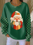 Damen Weihnachtsmann Rundhals Print Lässig Frühling/Herbst Langarm Sweatshirt