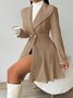 Damen Herbst Oberbekleidung Lässig Jacquard Unifarben Langarm Reverskragen Jacke