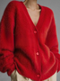 Damen Unifarben Frühling/Herbst Aufdecken Retro Nahtverarbeitung Leicht Strickjacke