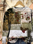 Damen Weihnachten Rundhals Print Lässig Frühling/Herbst Langarm Sweatshirt