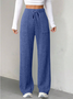 Damen Unifarben Lang Elastische Taille Hose Lässig Frühling/Herbst Hose