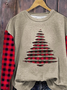 Damen Kariert Rundhals Print Lässig Frühling/Herbst Langarm Sweatshirt