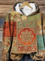 Damen Ethnisch Frühling/Herbst Print Langarm Lässig Täglich Kapuze