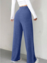 Damen Unifarben Lang Elastische Taille Hose Lässig Frühling/Herbst Hose