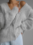 Damen Unifarben Frühling/Herbst Aufdecken Retro Nahtverarbeitung Leicht Strickjacke