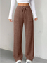 Damen Unifarben Lang Elastische Taille Hose Lässig Frühling/Herbst Hose