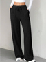 Damen Unifarben Lang Elastische Taille Hose Lässig Frühling/Herbst Hose