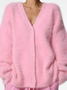 Damen Unifarben Frühling/Herbst Aufdecken Retro Nahtverarbeitung Leicht Strickjacke