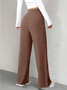 Damen Unifarben Lang Elastische Taille Hose Lässig Frühling/Herbst Hose