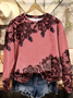 Damen Geblümt Rundhals Print Lässig Frühling/Herbst Langarm Sweatshirt