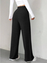 Damen Unifarben Lang Elastische Taille Hose Lässig Frühling/Herbst Hose
