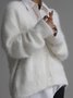 Damen Unifarben Frühling/Herbst Aufdecken Retro Nahtverarbeitung Leicht Strickjacke