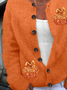 Damen Halloween (Kürbis) Print Langarm Rundhals Retro Frühling/Herbst Strickjacke Oberbekleidung