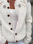 Damen Weihnachtsschneemann Print Langarm Rundhals Retro Frühling/Herbst Strickjacke Oberbekleidung