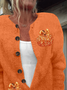 Damen Halloween (Kürbis) Print Langarm Rundhals Retro Frühling/Herbst Strickjacke Oberbekleidung