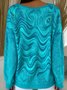 Damen Farbverlauf Frühling/Herbst Lässig Langarm V-Ausschnitt Baumwolle Pullover