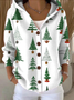 Damen Weihnachten Print Langarm Kapuze Lässig Frühling/Herbst Strickjacke Oberbekleidung