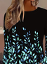 Damen Blätter Langarm T-Shirts T-Shirt Rundhals Print Lässig Frühling/Herbst T-Shirt mit Grafik Oberteile
