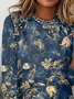 Damen Geblümt Langarm T-Shirts T-Shirt Rundhals Print Lässig Frühling/Herbst T-Shirt mit Grafik Oberteile