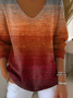 Damen Abstrakt Langarm T-Shirts T-Shirt V-Ausschnitt Print Lässig Frühling/Herbst Oberteile