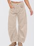 Damen Unifarben Lang Elastische Taille Hose Lässig Frühling/Herbst Hose