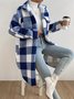 Damen Kariert Winter Oberbekleidung Lässig Print Mittellang Schalkragen Mantel