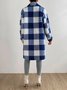 Damen Kariert Winter Oberbekleidung Lässig Print Mittellang Schalkragen Mantel