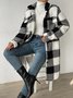Damen Kariert Winter Oberbekleidung Lässig Print Mittellang Schalkragen Mantel