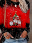 Damen Weihnachten Langarm T-Shirts T-Shirt Rundhals Print Lässig Frühling/Herbst T-Shirt mit Grafik Oberteile