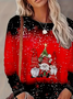 Damen Weihnachten Langarm T-Shirts T-Shirt Rundhals Print Lässig Frühling/Herbst T-Shirt mit Grafik Oberteile