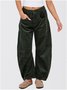 Damen Unifarben Lang Elastische Taille Hose Lässig Frühling/Herbst Hose