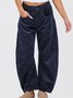 Damen Unifarben Lang Elastische Taille Hose Lässig Frühling/Herbst Hose