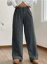 Damen Unifarben Lang Elastische Taille Hose Lässig Frühling/Herbst Hose