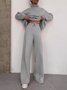 Damen Unifarben Schnürung Zweiteiliges Set Täglich Langarm Lässig Frühling/Herbst Bluse mit Hose Matching Set
