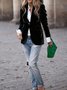 Damen Unifarben Frühling/Herbst Oberbekleidung Retro Nahtverarbeitung Langarm Reverskragen Regelmäßig Blazer